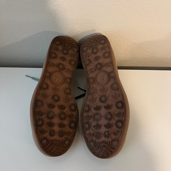 Adidas Women’s Gazelle Sage Green Suede Sneakers with White Stripes - Picture 3 of 3